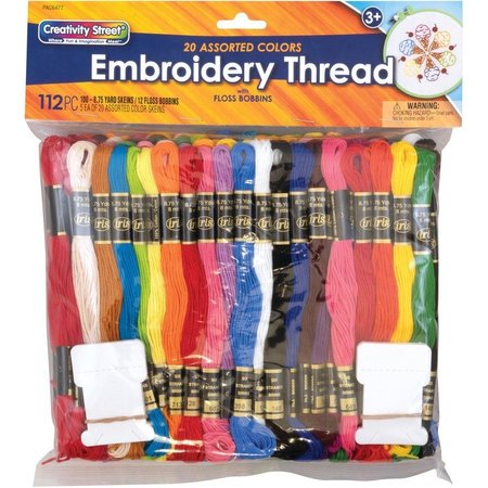 PACON Embroidery Thread, 12 Floss Bobbins, 100/PK, Assorted PK PAC6477